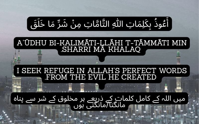 I seek refuge in Allah’s perfect words from the evil He created.