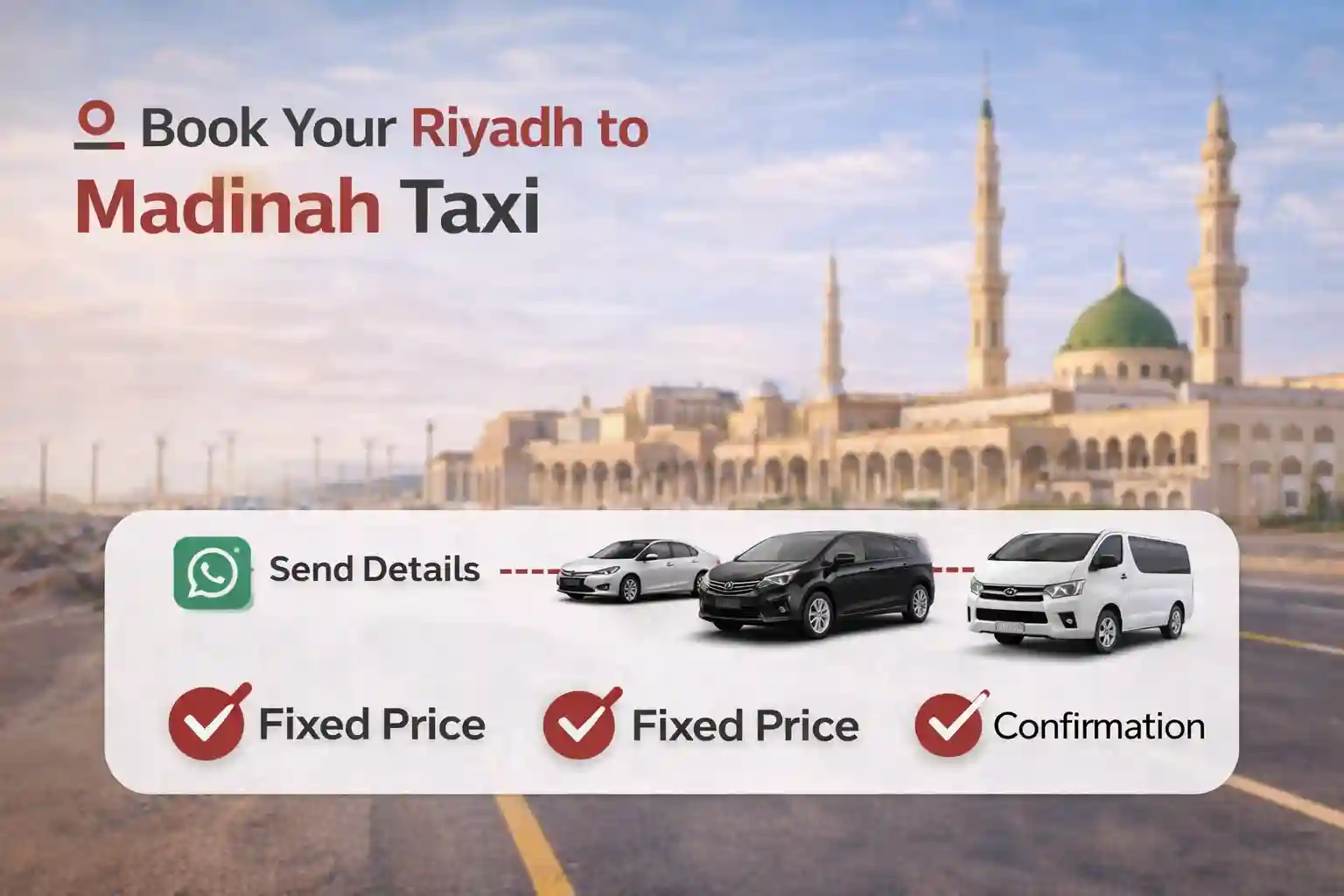 Riyadh to Madinah Taxi Service | Private & 24/7 Transfer 2 booking-process